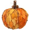 Northlight Layered Leaves Fall Harvest Pumpkin with Pinecones Decoration - 7.5" - Orange - 3 of 4