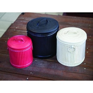 Manual Woodworkers and Weavers Metal Canister Set of 3, Pink Blue White, Decorative Storage Tins for Kitchen or Home Organization - 1 of 3