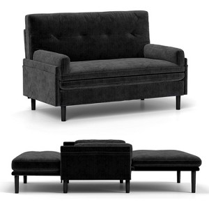 UNISOAR Queen Sleeper Sofa Bed Couch, Pull-Out Feature, 5 Adjustable Backrest, Removable Armrests, Ottoman & Storage for Living Room, Black/Beige/Gray - 1 of 4