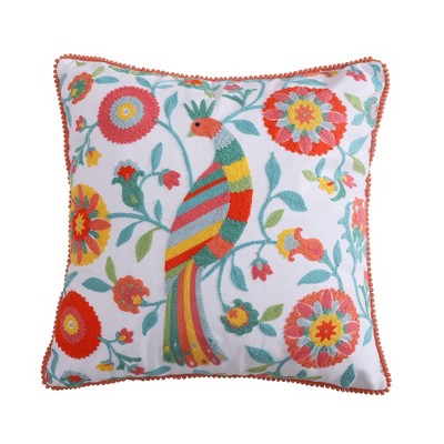 Laurel Coral Bird Decorative Pillow - Levtex Home