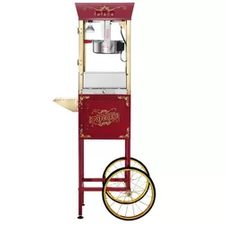 Great Northern Popcorn 8 Ounce Antique Style Popcorn Machine - Electric Countertop Popcorn Maker Cart (Red)