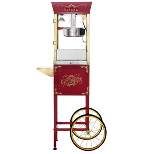 Great Northern Popcorn 8 oz. Matinee Antique Style Popcorn Maker Machine with Cart - Red