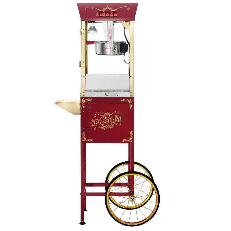 Great Northern Popcorn 8 oz. Matinee Antique Style Popcorn Maker Machine with Cart - Red, 1 of 6