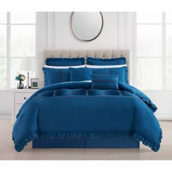 Queen 8pc Yvie Comforter Set Blue - Chic Home Design