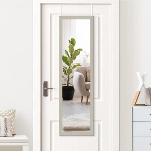 Americanflat Over The Door Mirror - Door Mirror for Bedroom, Bathroom, Dorm, Long Full Body Mirror - Light Wood - 1 of 4