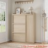 Shoe Cabinet with 2/3/4/6 Flip Drawers/ with 3 Flip Drawers & Side Door, Wooden Shoe Organizer w/Adjustable Shelf, Shoe Storage for Entryway - 2 of 4