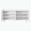 Vynxaria White Shoe Cabinet & TV Stand with Gold Accents and Adjustable Shelves - 4 of 4