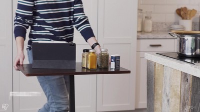 Brown Adjustable Height Mobile Laptop Cart with Wood Top