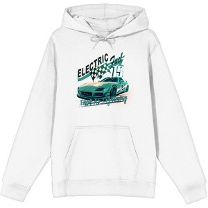 Car Fanatic Electric Fast Teal Sports Car Adult Long Sleeve Hoodie - 1 of 2