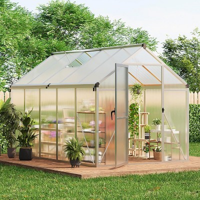 Acekool 6x10FT Aluminum Greenhouse - Polycarbonate Panels, Roof