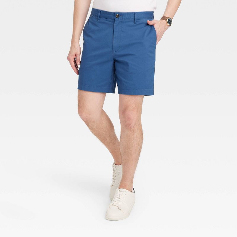 Men's Every Wear 7" Flat Front Chino Shorts - Goodfellow & Co™ Cruise Blue, 1 of 5