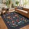Washable Vintage Floral Living Room Rugs, Soft Large Farmhouse Bedroom Carpet, Non Slip Stain Resistant Floor Cover for Dining Room Kitchen - 2 of 4