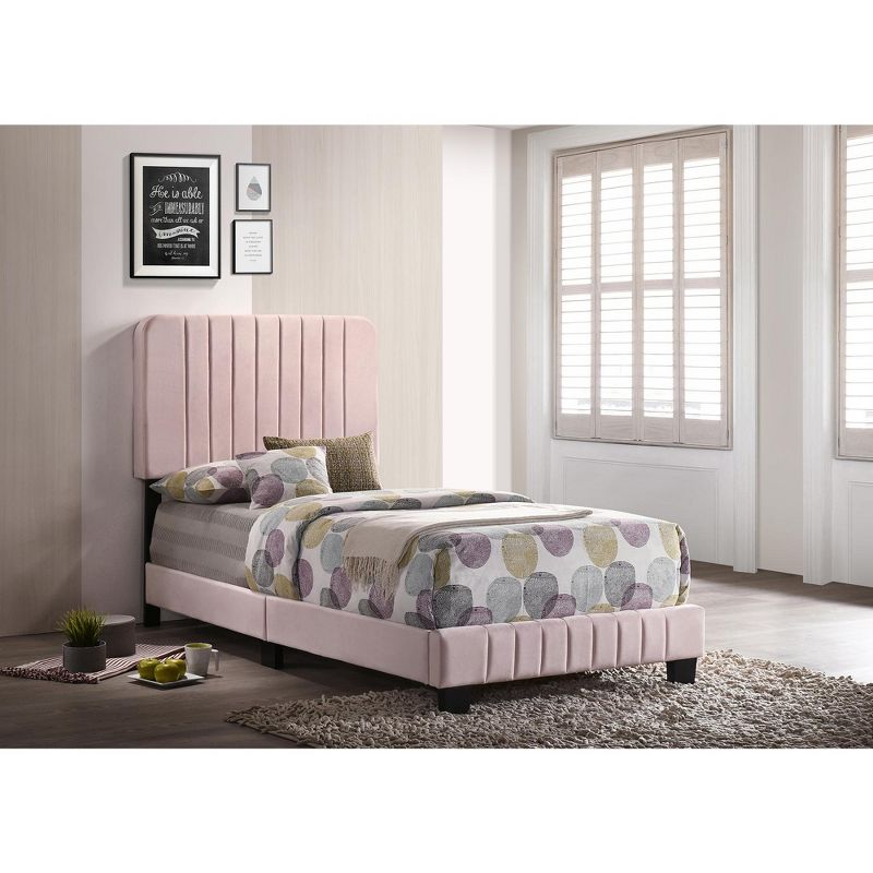 Passion Furniture Lodi Velvet UpholsteChannel Tufted Twin Panel Bed, 5 of 6