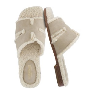 CUSHIONAIRE Women's Voyage Fur Faux Shearling lined slide sandal +Memory Foam, Wide Widths Available - 1 of 4