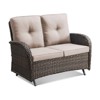 Buenhomino Patio Loveseat Glider Wicker Loveseat Rattan Glider Sofa with Curved Armrest Thicking Back & Seat Cushions for Garden Balcony Backyard - 2 of 4