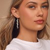 14K Gold/Silver Pearl & Zirconia Threader Earrings | Hypoallergergic Dainty Wedding Gift - 2 of 4