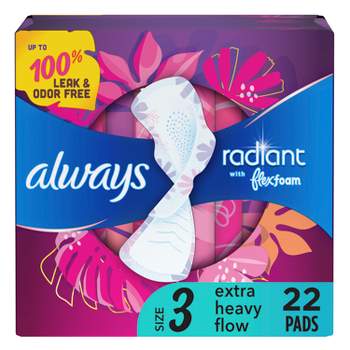 Always Radiant Extra Heavy Flow Absorbency with Flex Foam Pads - Scented - Size 3
