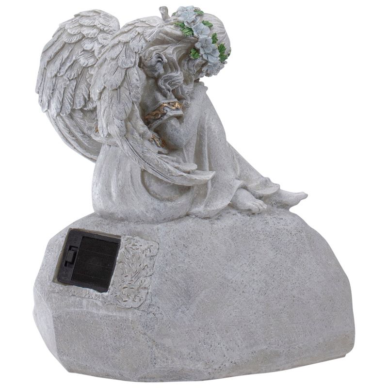 Northlight 9.25" Gray Solar Powered "Welcome to Our Garden" Angel Outdoor Garden Statue, 4 of 6
