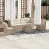 vidaXL 7 Piece Patio Sofa Set with Cushions - Beige and Cream With Table - 2 of 4