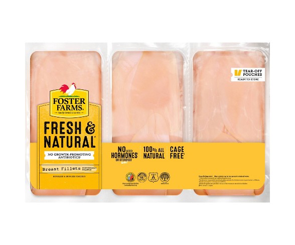 Foster Farms Fresh & Natural Saddle Pack Chicken Breasts - 2.54-4.92lbs - price per lb