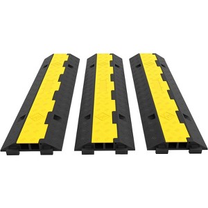 VEVOR 3 Pcs 2-Cable Rubber Electrical Wire Cover Cord Protector Ramp 11000 lbs, Black&Yellow - 1 of 4