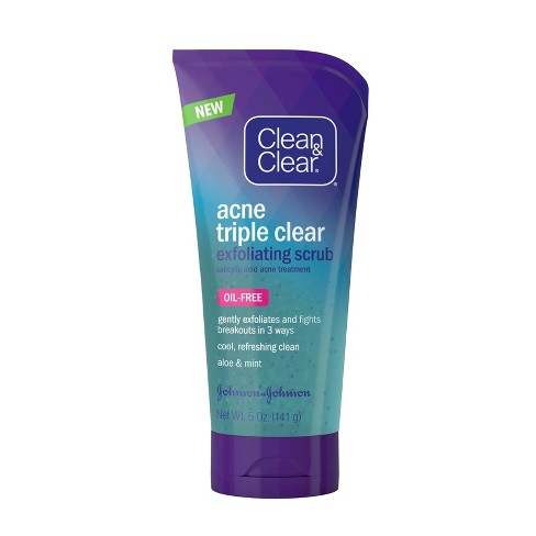 Clean & Clear Acne Triple Clear Exfoliating Facial Scrub with Salicylic  Acid, Aloe & Mint - 5 oz