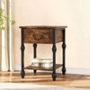 Round/Square End Table with Storage Shelves, 3-Tier Farmhouse Side Table with Metal Legs, Rustic Accent Table for Living Room or Bedroom - 4 of 4