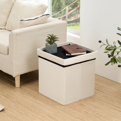 LUSIMO 15" Folding Velvet Storage Ottoman Bench Toy Chest Footstool Hold up to 390 lb For Bedroom Living Room