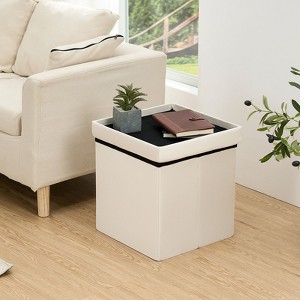LUSIMO 15" Folding Velvet Storage Ottoman Bench Toy Chest Footstool Hold up to 390 lb For Bedroom Living Room - 1 of 4