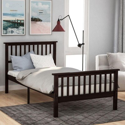 Streamdale Wood Platform Bed Twin Bed with Headboard and Footboard (Espresso)