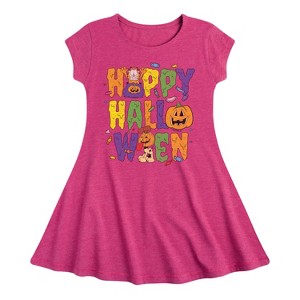 Girls' - Garfield - Happy Halloween Icons Fit & Flair Cap Sleeve Dress - 1 of 2