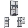 Outdoor Bird Aviary Wood Bird Cage With Universal Wheels, Large Parrot Cage With Perches, Nest House And Openable Door For Small Medium Finches - 3 of 4