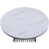 3pc Modern Cocktail Group Set Coffee Table End Table Luxurious Faux Marble Top Cage-like Base Wooden Living Room Furniture - 4 of 4