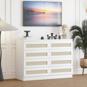 Jojoka 8 Drawer Double Dresser for Bedroom, Rattan Chest of Dressers - 1 of 4