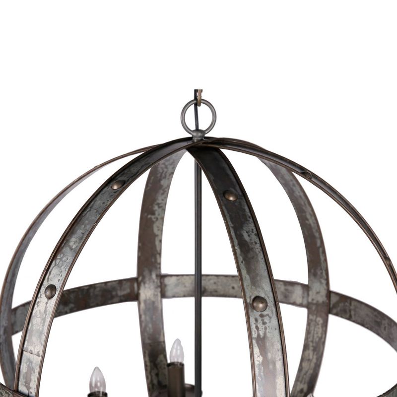 6-Light Ordway Iron Sphere Chandelier Ceiling Light Antique Silver - A&#38;B Home, 4 of 5