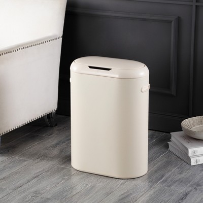 Limestone Beige Plastic Touchless Motion Sensor Trash Can, 13.2 Gallons
