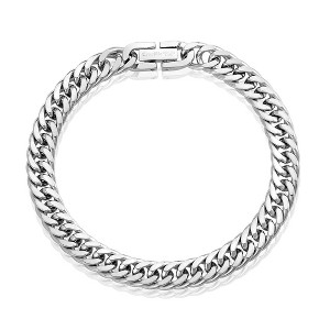 Crucible Men's 8mm Wide Cuban Curb Chain Steel Bracelet 8.25" - 1 of 4