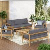 5pc Magnolia Patio Acacia Wood 7 Seater Chat Set - Teak/Dark Gray - Christopher Knight Home - 2 of 4