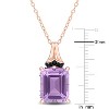EVERLY JEWELRY | Rose Plated Sterling Silver 6 1/8 CT TGW Rose de France Black Sapphire Fashion Pendant With Chain, 18-inch - 2 of 4