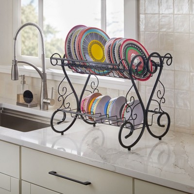 BrylaneHome Scroll 2-Tier Dish Rack