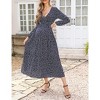 Maternity Dress Women's V-Neck Puff Sleeve Pleated Maternity Maxi Dress for Baby Shower or Casual Wear  lightgreenflower XL - 2 of 4