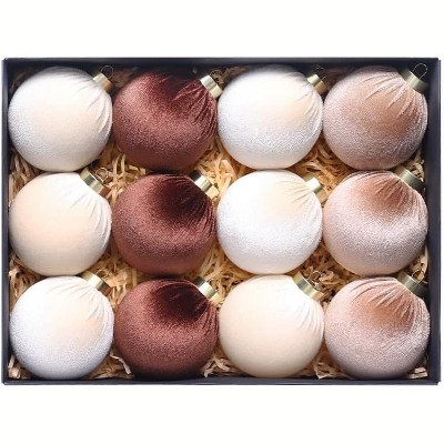 COZONY 12-Piece Shatterproof Fabric Covered Christmas Ball Ornaments