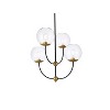 Elegant Lighting Lennon 31.5 inch pendant in black and brass with clear shade - 3 of 4