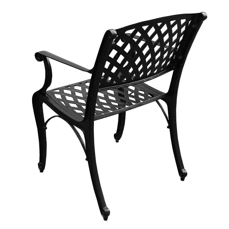 Modern Outdoor Mesh Cast Aluminum Patio Dining Chair - Black - Oakland Living, 4 of 7