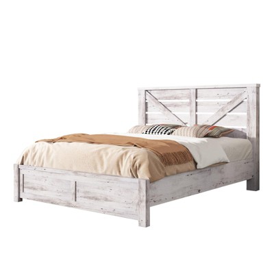 AMERLIFE Farmhouse Bed Frame with 49.2" Barn Door Headboard