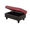 DOMETOUR Red Flannel and PVC Storage Ottoman Upholstered Living Room Footrest with Hidden Storage, Modern Multi-Material Accent Bench - 4 of 4