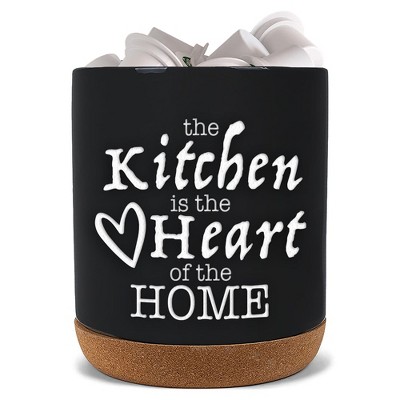 Elanze Designs Heart Of Home Black X-Large Cork Bottom, Kitchen Counter, Ceramic Stoneware, Coffee, Tea and Hot Chocolate, Machine Brewing, K Capsule