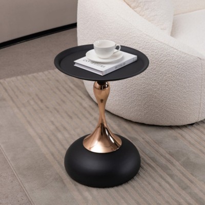 Syemin End Tables Mermaid Tail End Modern Metal Pedestal Coffee Table Minimalist Accent Table Decoration for Living Room, Black, 15.7"*15.7"*21.2"