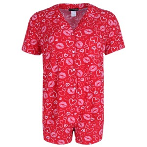 Not a Morning Person Women's Valentine Button Down Short Sleeve Shorts Pajama Set - 1 of 4