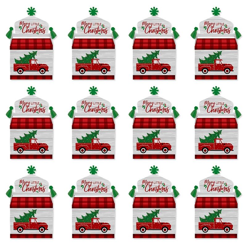 Big Dot of Happiness Merry Little Christmas Tree - Treat Box Party Favors - Red Truck Christmas Party Goodie Gable Boxes - Set of 12, 5 of 9